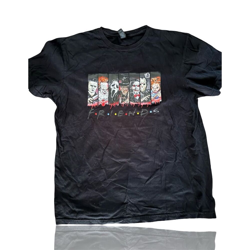 Horror Movie Characters Friends Retro Halloween T-Shirt Black Unisex